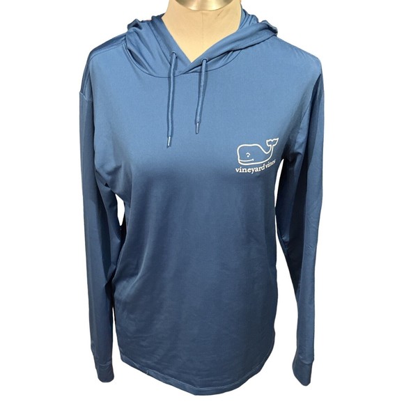 Vineyard Vines Hoodie Tee Performance Pullover Women’s Blue Long Sleeve‎ XS EUC - Picture 1 of 4